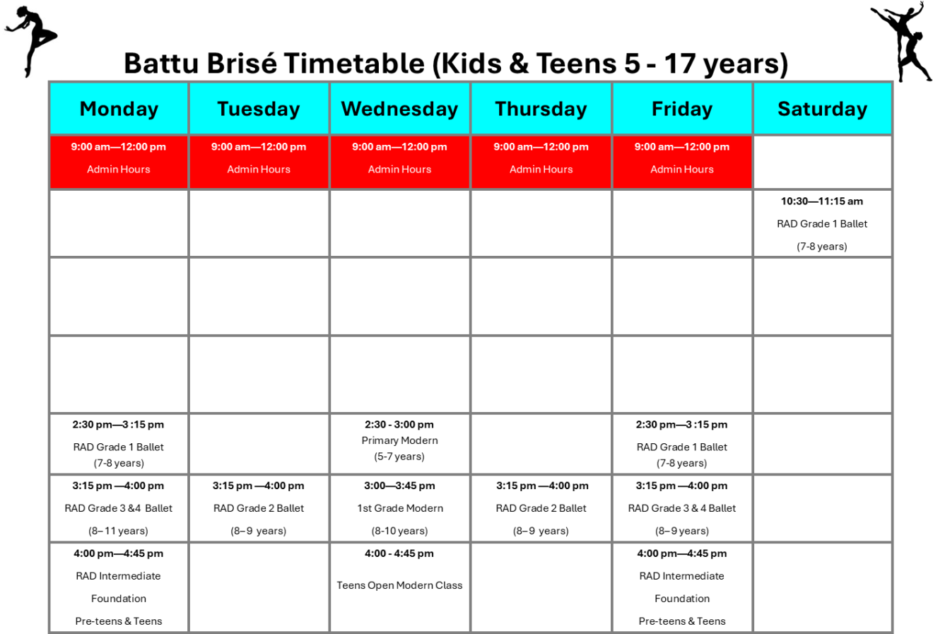 Timetable for Battu Brisé - Battu brise website
